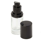 15ml clear glass bottle with pump, lid off