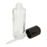 30ml clear glass bottle with dropper, lid off