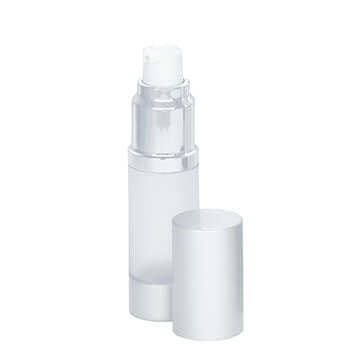 15ml frosted SAN airless bottle with the lid off