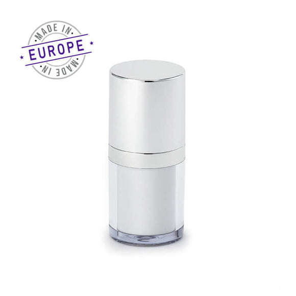 15ml white and silver regula airless bottle