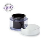 30ml black and silver jar with cap off