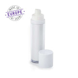 White airless bottle with cap off