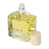 Clear fragrance bottle with light wooden cap off