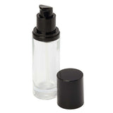 30ml clear glass bottle with pump, lid off